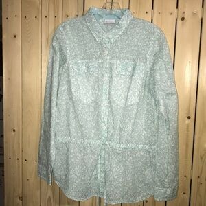 Columbia Sportswear Green White Floral Shirt M